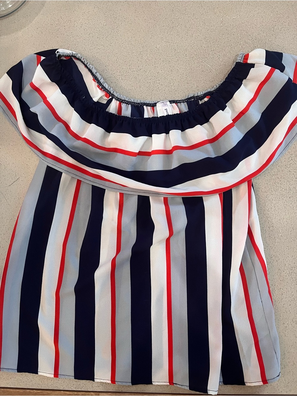 Purple Rain Navy, White & Red Striped Top